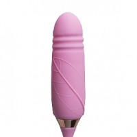 Rose Thrusting Vibrator Clitoral Sucking Silicone 10-Speed each end, PINK